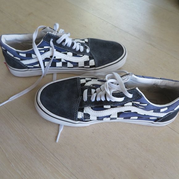 Vans Old Skool Checkerboard Dress Blues White Sneakers Low Top Shoes Mens 7.5 - Picture 11 of 13